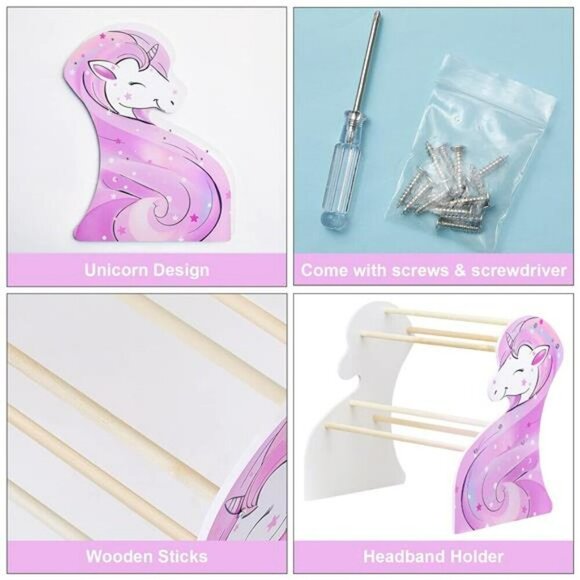 Unicorn Headband Holder Organizer Girls Hair Accessories Storage Display Stand - Picture 5 of 7